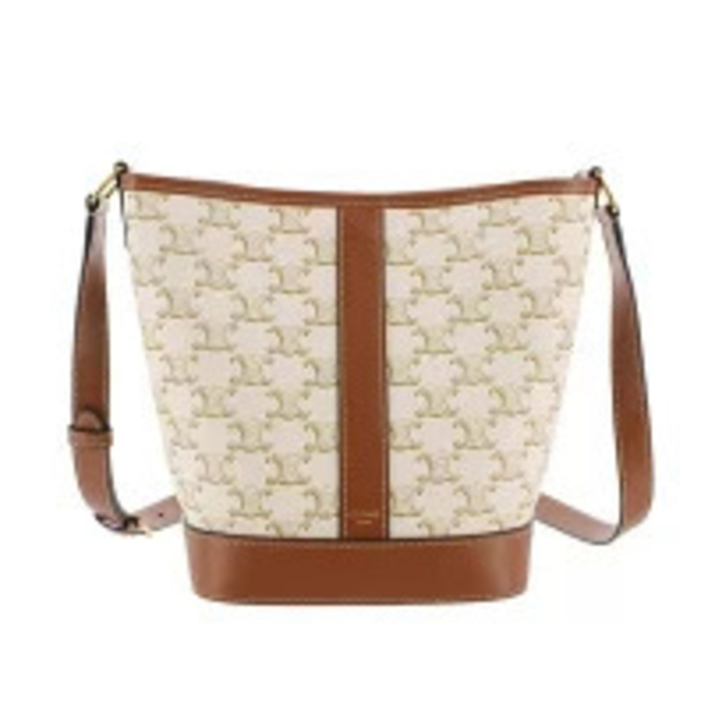 Celine Cuile Triomphe Bucket Bag White